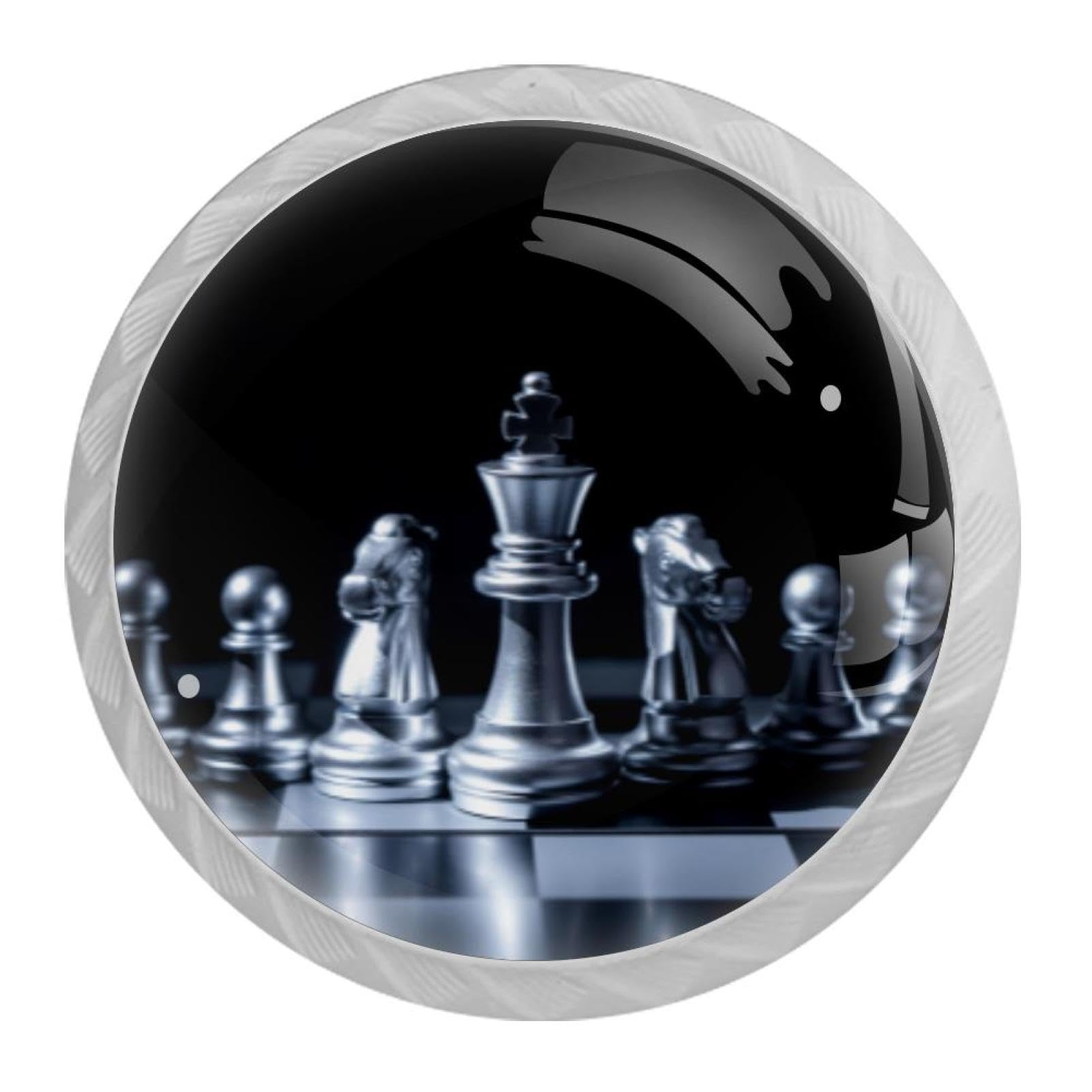 Tqmspg 4 Pieces Drawer Pulls Chess Door Knobs Dresser Handles for Kitchen Wardrobe Cupboard Hardware Furniture