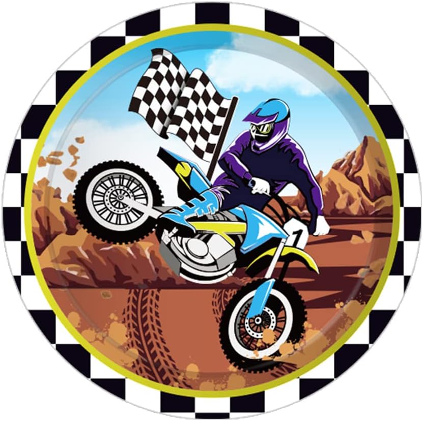 Vista 4 de CC HOME Servilletas de papel para cumpleaños de motocicleta, juego de vajilla desechable de motocross, suministros de fiesta, motocicleta, camión