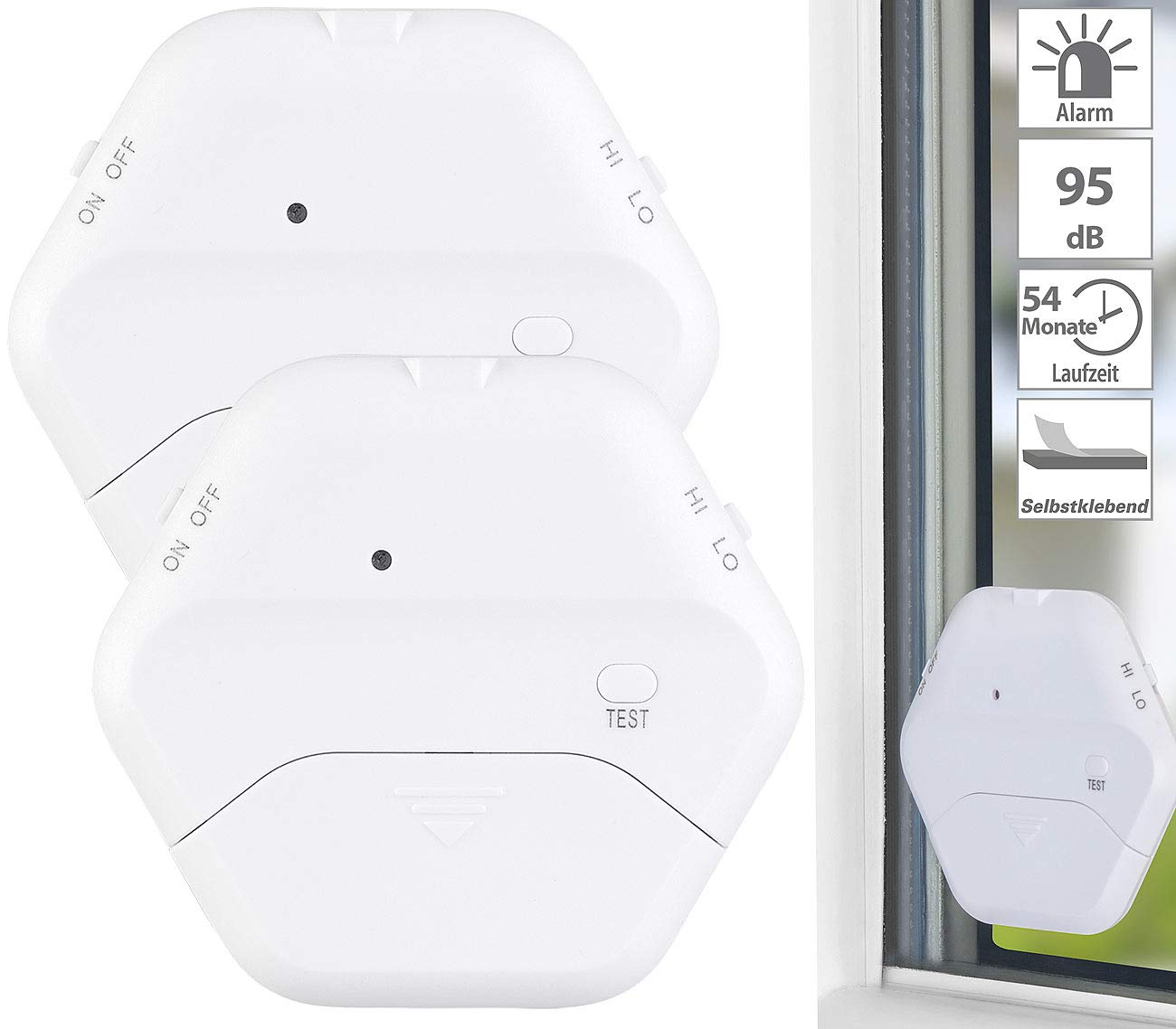 VisorTech Glasbruchsensoren: 8er-Set extradünne Glasbruchmelder, 2 Stufen, 95 dB, 54 Monate (Glasbruchalarm, Glasbruchmelder Fenster, Erschütterungssensor)