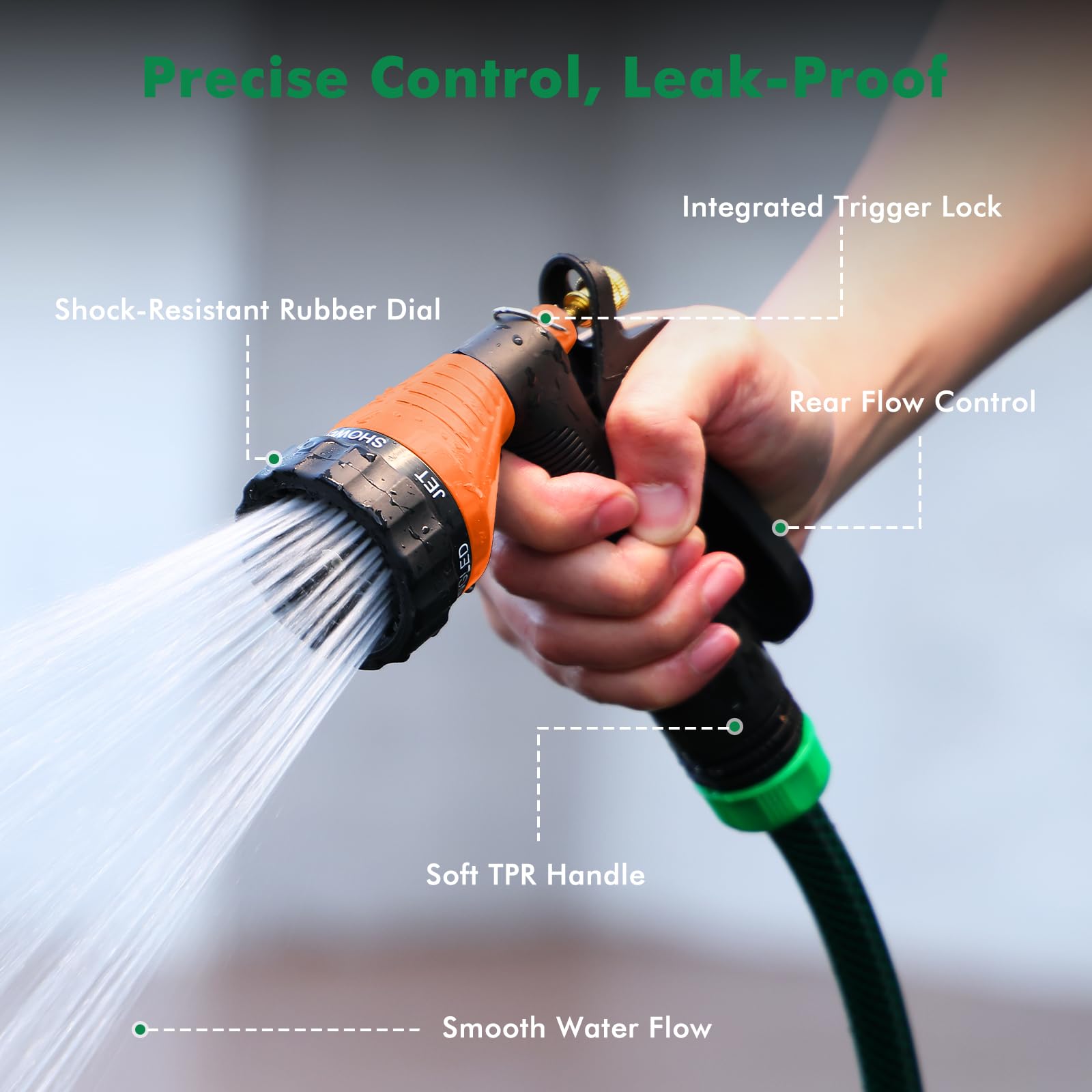RESTMO Hose Pipe Spray Gun, Heavy Duty Metal Garden Hose Spray Gun, Black + Orange, 6 x 11 x 5 cm - Image 2