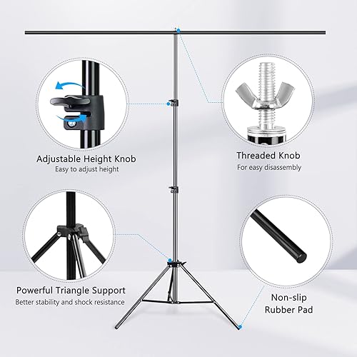 Miniatura 4 de Telón de fondo de pantalla azul verde con kit de soporte, 6.5 x 6.5 pies en forma de T, soporte de fondo ajustable para fotos 2 en 1, fondo azul