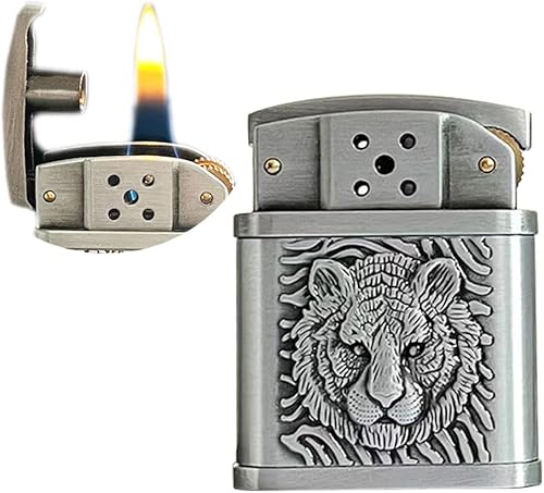 MYCHUS Encendedor vintage tallado en tigre, con brazo elevador antiguo, encendedor de queroseno, regalos Ăşnicos para hombres, ideas de velas de MYCHUS Encendedor vintage tallado en tigre, con brazo elevador antiguo, encendedor de queroseno, regalos Ăşnicos para hombres, ideas de velas de