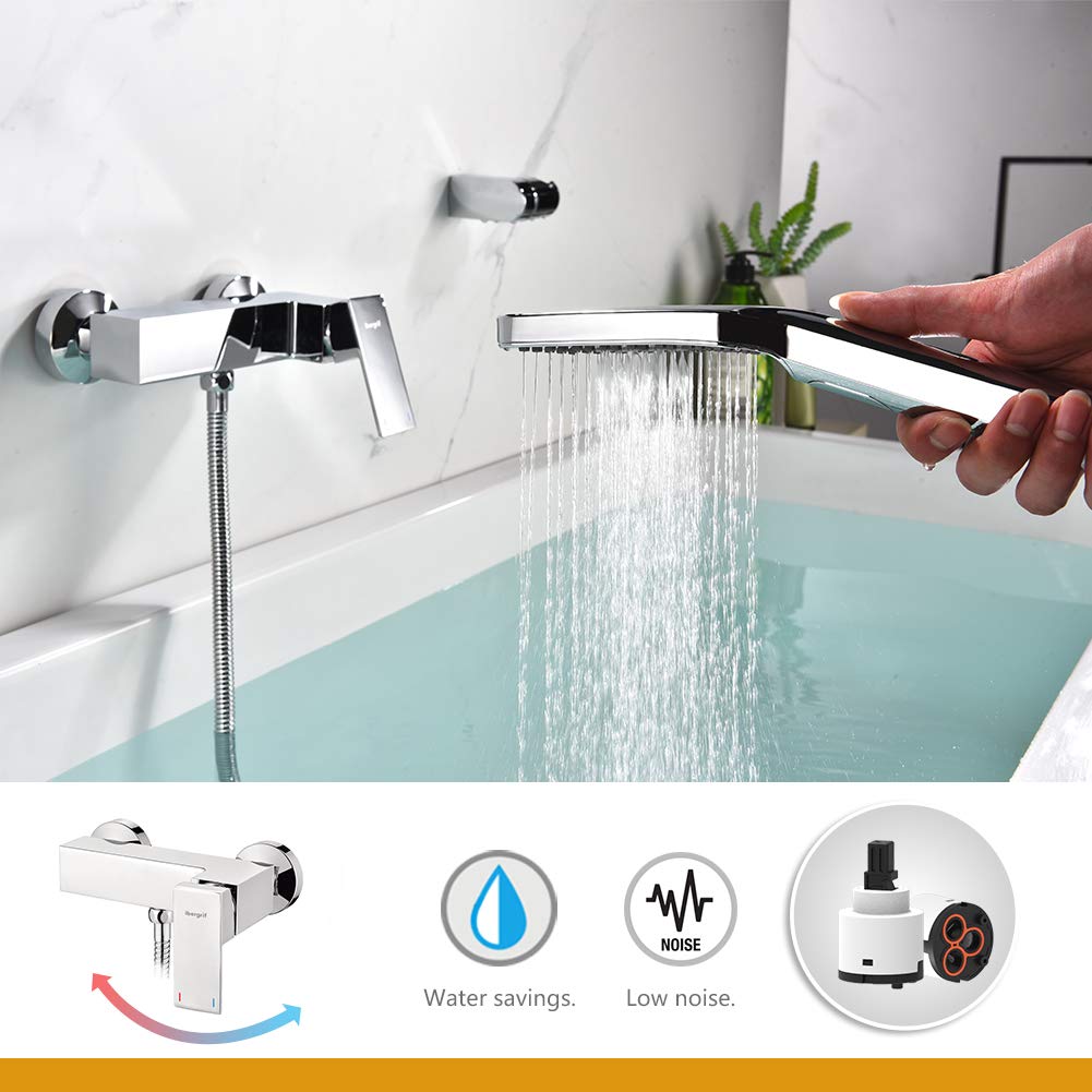 thumbnail: Ibergrif Douchekraan Set Zwart - Met Handdouche & Slang