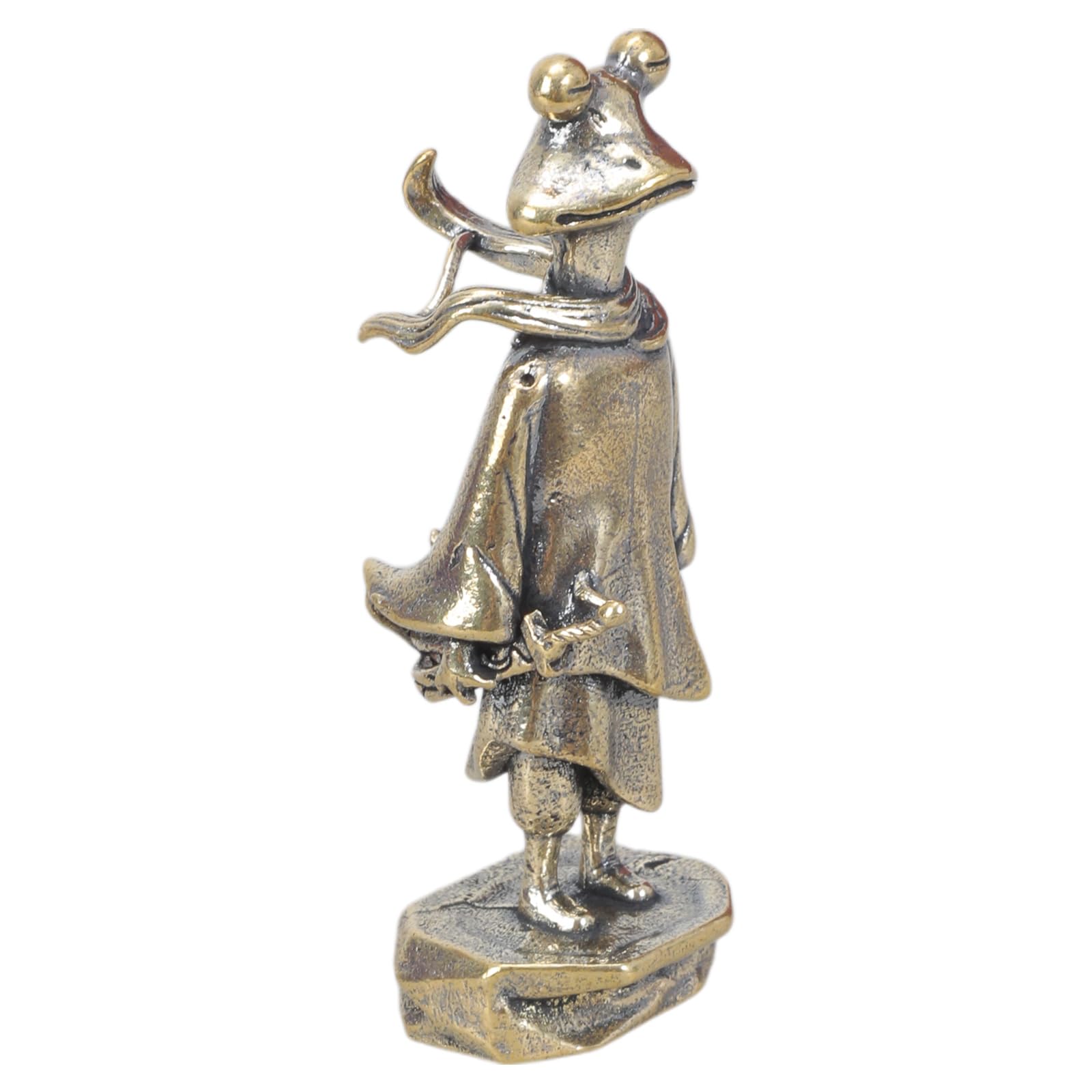 Ljmyy Vintage Antiqued Brass Frogs Figurine Unique Animal Miniature Ornament Decors for Home or Desk