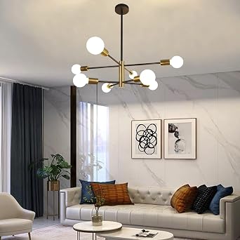 Modern Sputnik Chandelier, 8-Light Pendant Lighting Fixture for Living Room Bedroom Dining Room Kitchen Office [Energy Class A++]