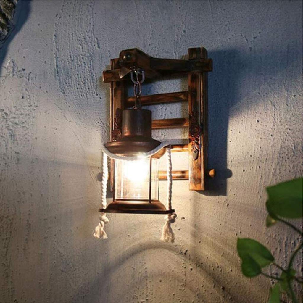 E27 Holz Retro Wandleuchte Kreativ Harz Vintage Antik Nostalgie Hanfseil Rustikale Wandlampe Glas Lampenschirm Korridor Treppen Schlafzimmer Gang Cafe Bar Esszimmer Küche Wohnzimmer Kronleuchter