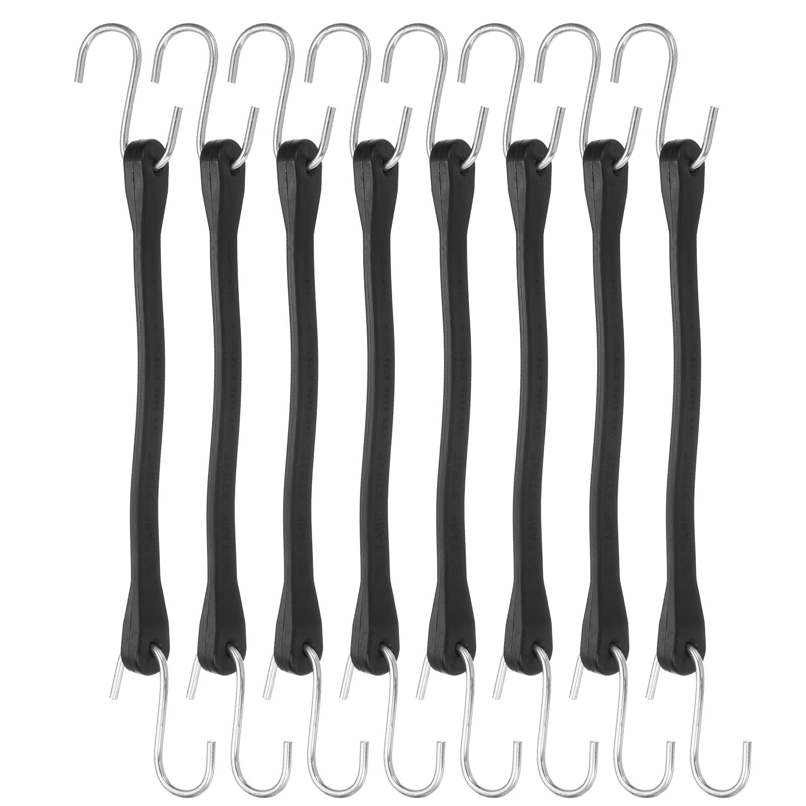 sourcing map 8Pcs 9"/23cm Bungee Cords with Hooks, Heavy Duty Rubber Bungee Straps with Metal Crimped S Hooks for Securing Tarps Cargo Trucks Canvases, Camping Gear, Black