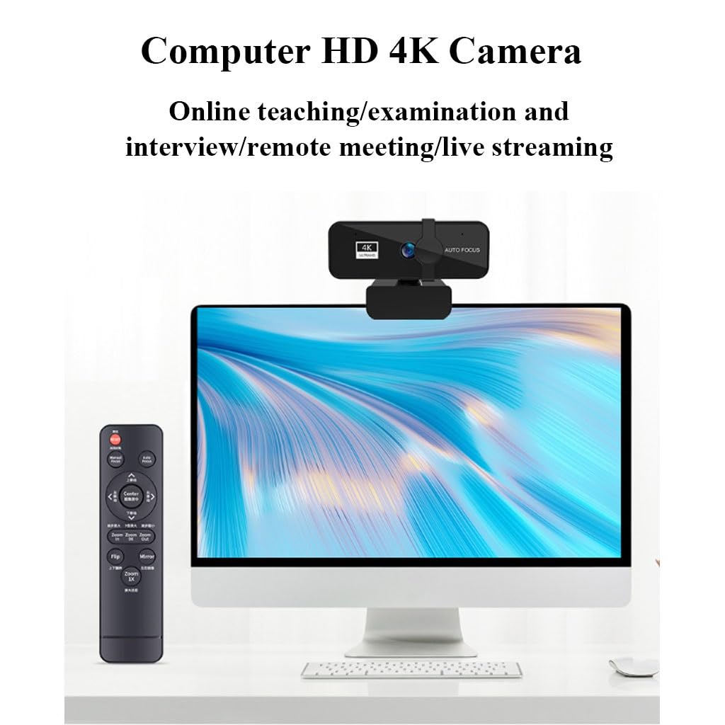 Kamera Internetowa 4K Ultra HD Do Komputera Stacjonarnego/laptopa, Z Polem Widzenia 120° Do Spotkań/zajęć Online, Kamera Komputerowa Do Streamowania Z Pilotem Zdalnego Sterowania