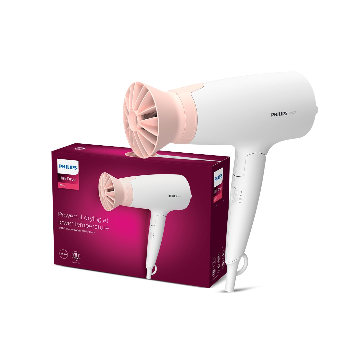 Philips Foldable Hair Dryer 1600 Watts Powerful Salon Like Blow
