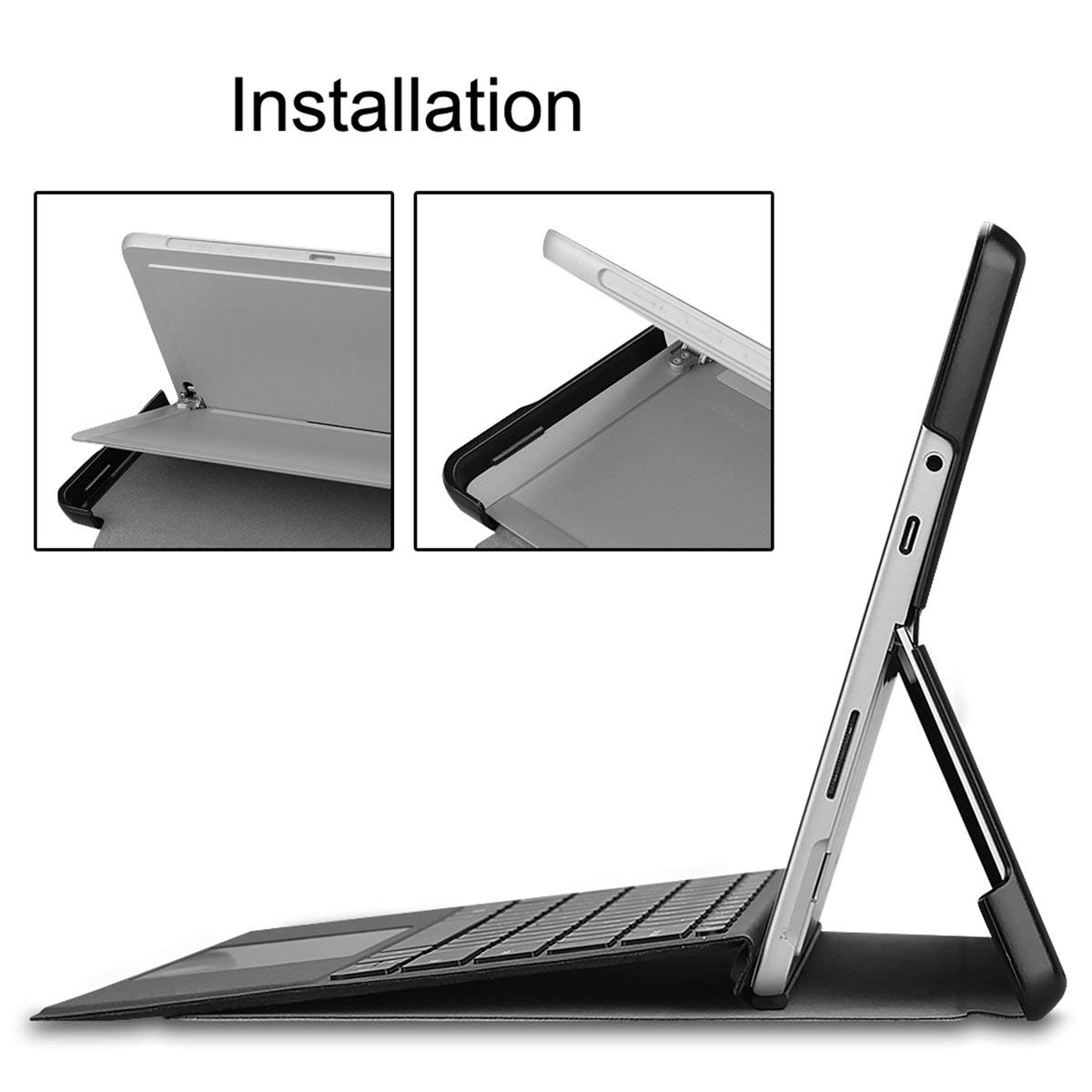 Saturcase - Custodia a libro per Microsoft Surface Go, in pelle PU