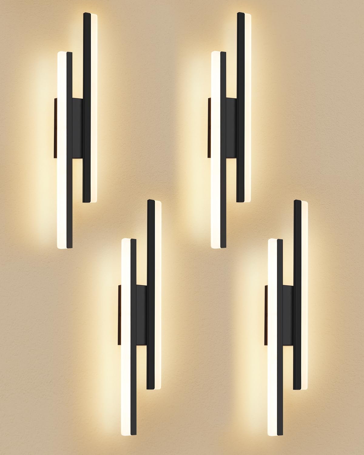 Oraymin 4 Stück LED Wandleuchte 12W, 40cm Modern Wandlampe, 3000K Warmweiß LED Lampe, 1450LM Indirekte Beleuchtung für Schlafzimmer, Wohnzimmer, Flur, Treppenhaus