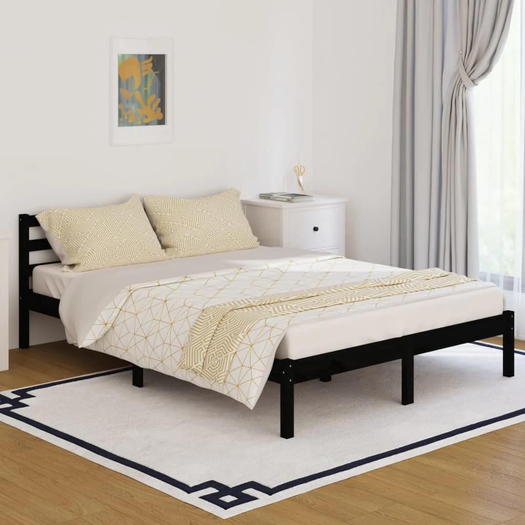 vidaXL Day Bed Solid Wood Pine 140x200 cm Double Black