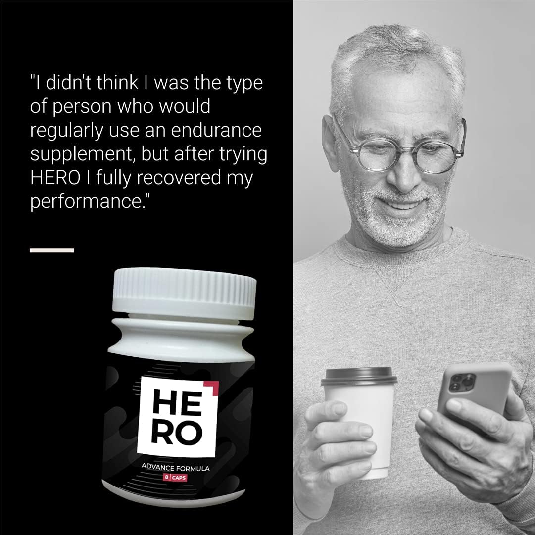 Hero Advanced Formula & Natural Energy Supplement - 8 Blue Pills - Made in USA : Health & Household