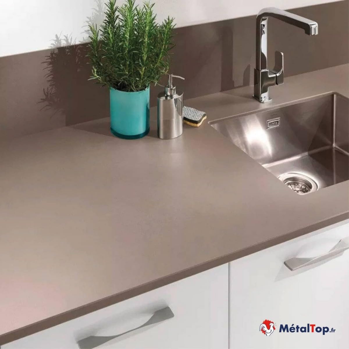 Metaltop - Peinture Plan De Travail - Ivoire - Ton pierre - RAL 1015-1 L - Assure une bonne adhérence et une protection efficace contre l'humidité, les taches et les usages quotidiens