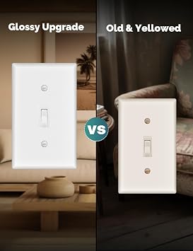 Morning Group Unbreakable Double Toggle Wall Plates 2-Gang White 10-Pack | Light Switch Covers, Glossy Bright White Finish, Standard Size, Modern Homes, Whole-House Renovation, Easy DIY