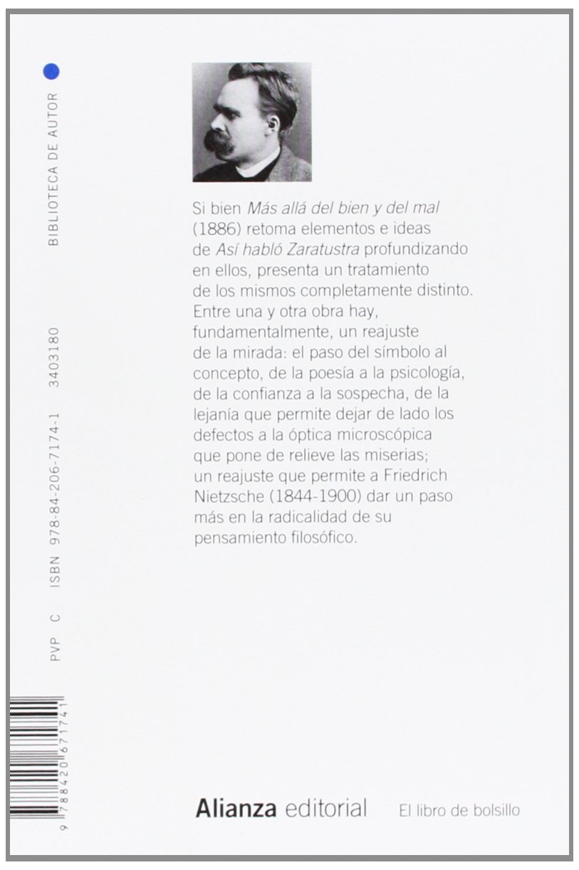 Más allá del bien y del mal : preludio de una filosofía del futuro (El libro de bolsillo - Bibliotecas de autor - Biblioteca Nietzsche)