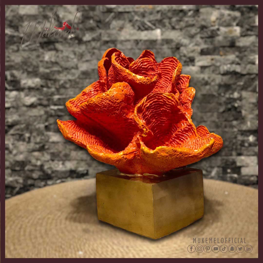 Juego naranja coral (decoración del hogar, artesanía, estatua de mar profundo, misterio del mar) Mukemel Designs -STB0008/9/9z (flor de coral)