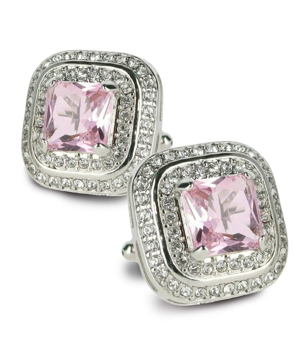 Vittorio Vico Square Colored Crystal Double Diamond Set Cufflinks