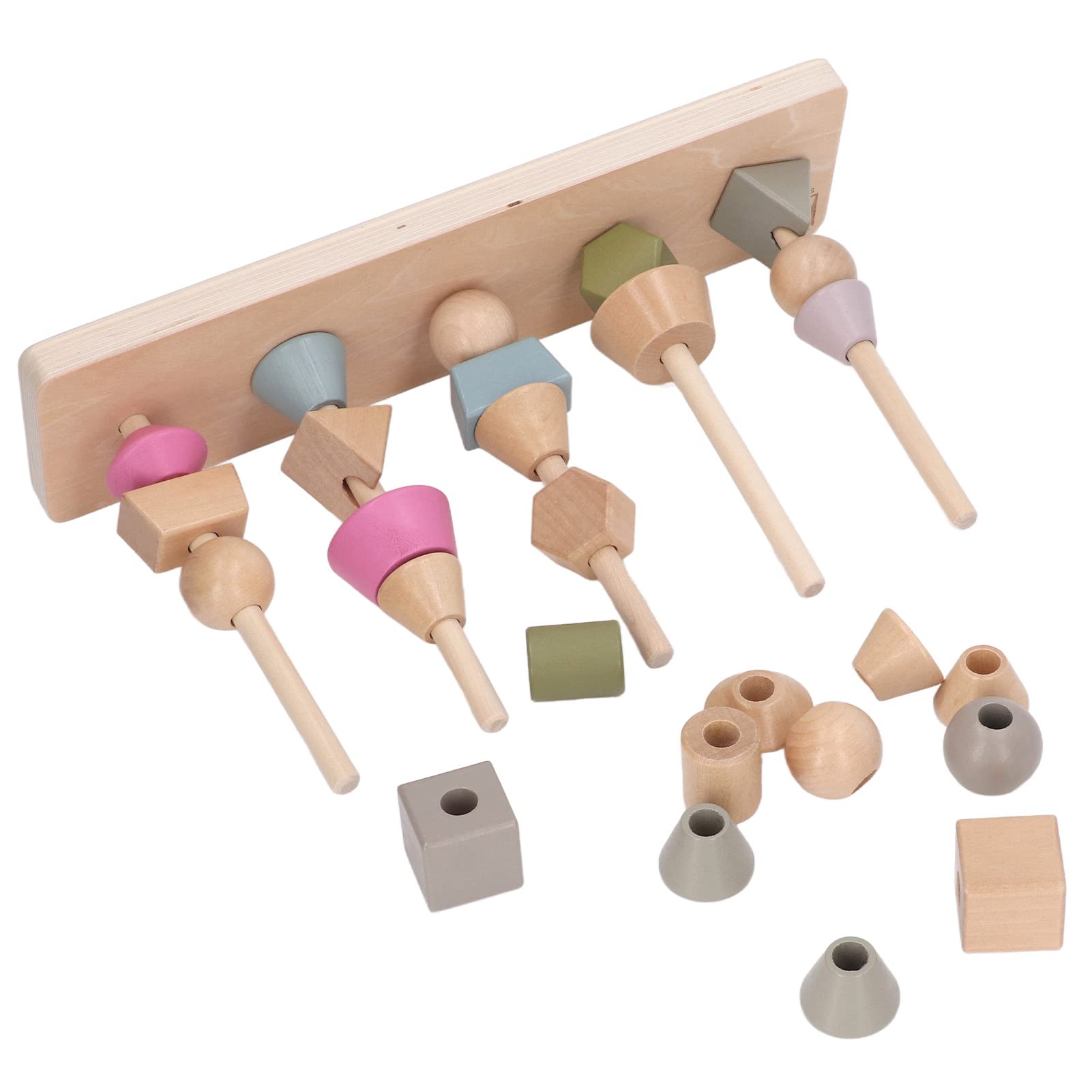 Lylithuif Juego de apilamiento de bloques educativos con forma de, juguete apilable con 10 tarjetas, juego de combinación de formas geométricas para el desarrollo del aprendizaje temprano