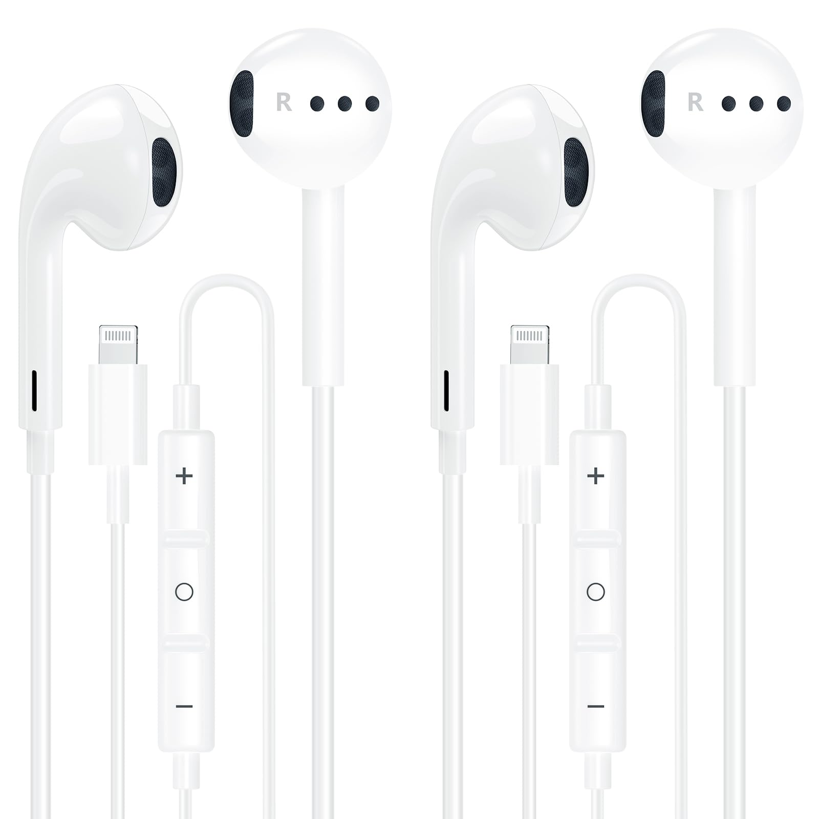 Photo 1 of [MFi Certified] 2 Pack Lightning iPhone Headphones Wired Earbuds/Earphones with Built-in Microphone & Volume Control, Noise Cancelling in-Ear Earphones Compatible with iPhone 14/13/12/11/XR/XS/X/8/7/6