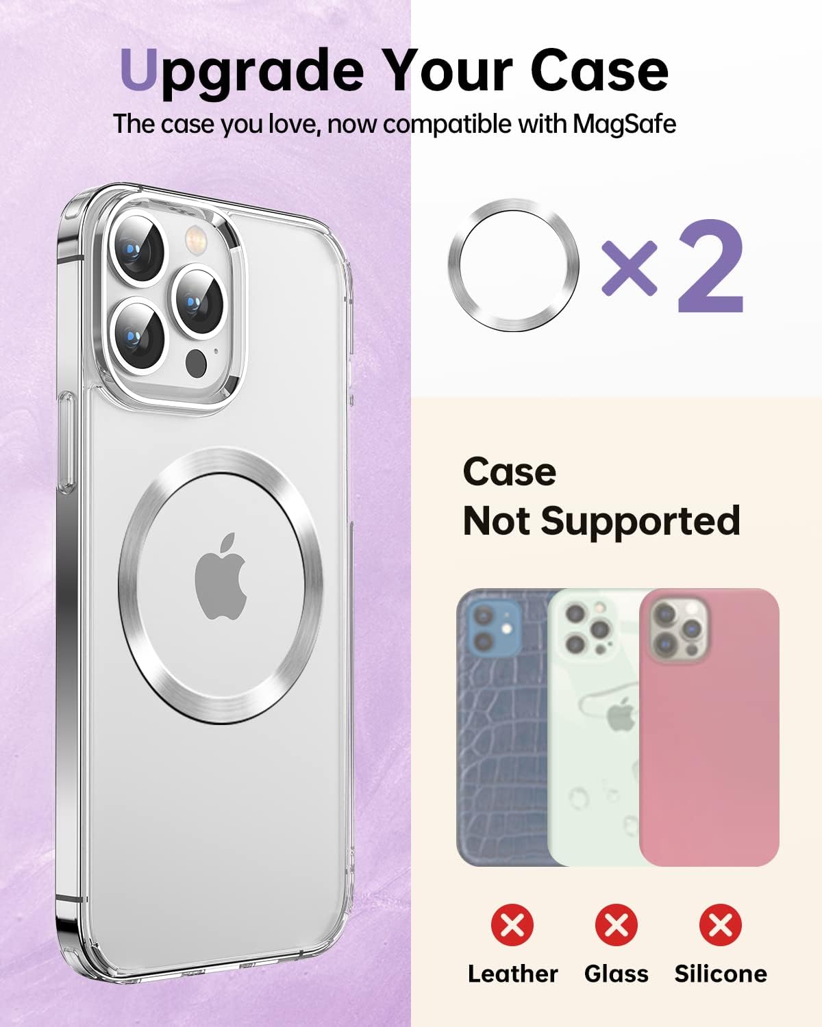 Gospire Magnetic Wallet with Ring for iPhone 16/15/14/13/12 Series, Magnetic Wallet Glitter with Credit Card RFID Blocking & 360°Rotation Stand, Card Holder Compatible with Mag Safe Cases - Purple - Image 3