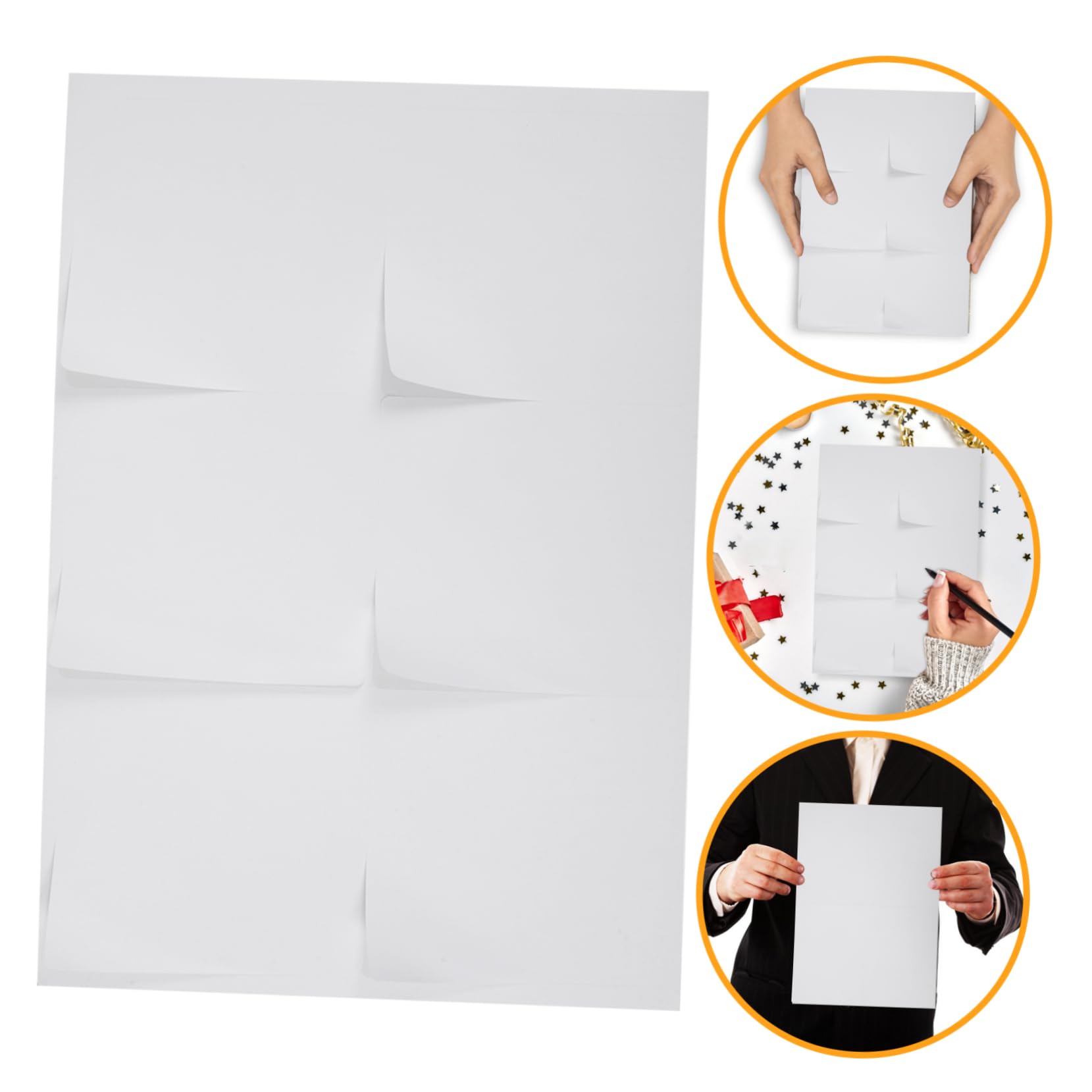 Papier D'étiquettes Imprimables A4 Blanc 100 Feuilles Autocollantes | Application et Retrait Faciles, Compatible Impression Variée, Formats DIY