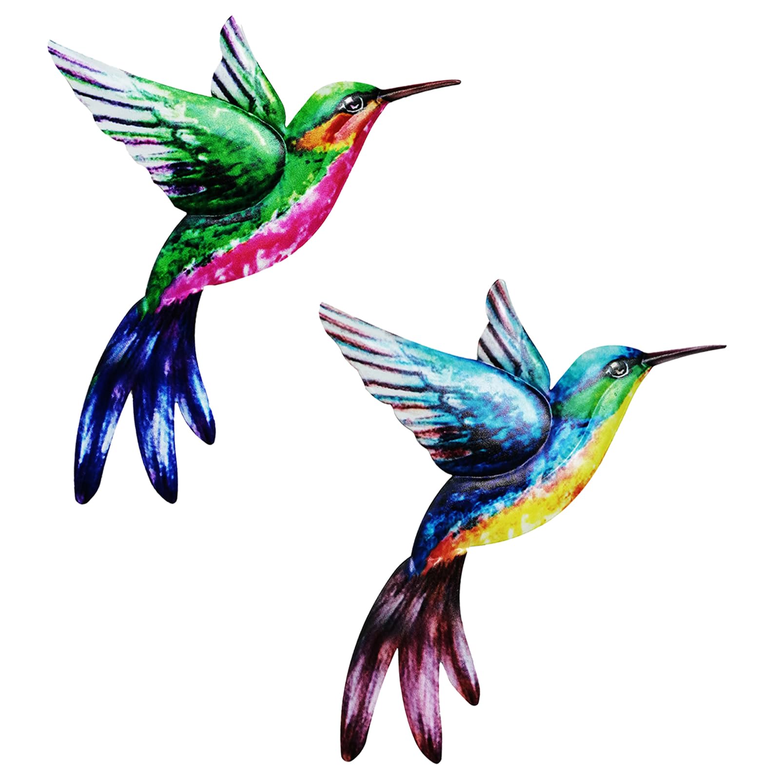 LWINGFLYER 2PCS Metal Hummingbird Wall Art Decor Fence Decoration for Backyard Oasis Porch Decor Balcony Beautifying Gardens Patio Outdoor Rooms