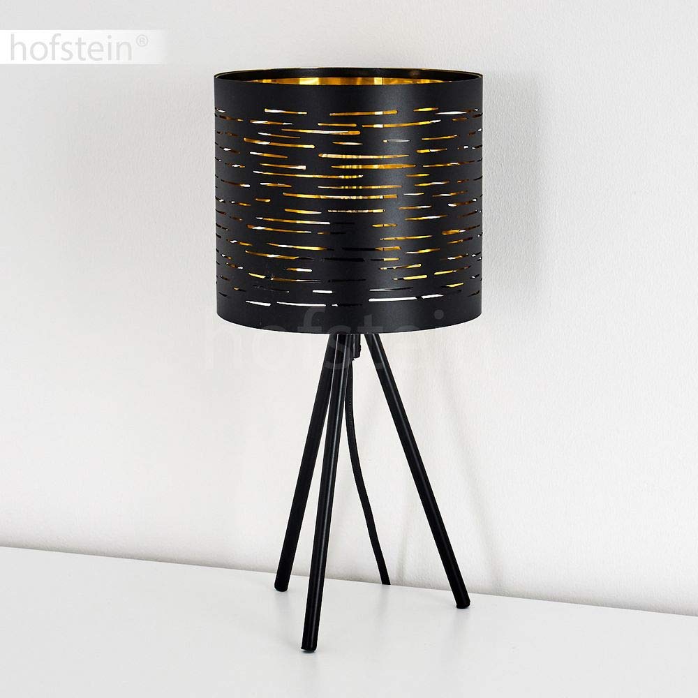 Lampe De Table Bathinda Noir Et Or, élégante Lampe De Bureau Vintage, Idéal Pour Une Table