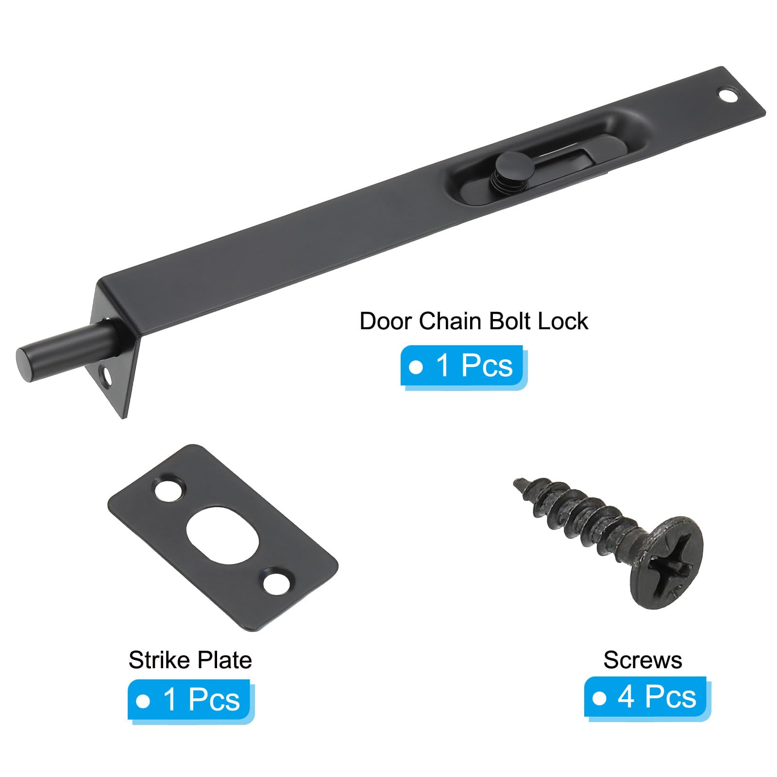 PATIKIL Flush Bolt 8" x 0.87", Stainless Steel French Door Lock Concealed Slide Double Door Latch for Wood Composite Double Door Black - Image 3
