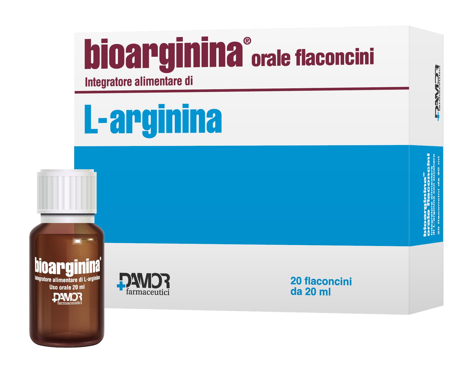 Damor - Bioarginina Orale 20 Flaconcini con L-Arginina, Integratore Alimentare in Forma Liquida