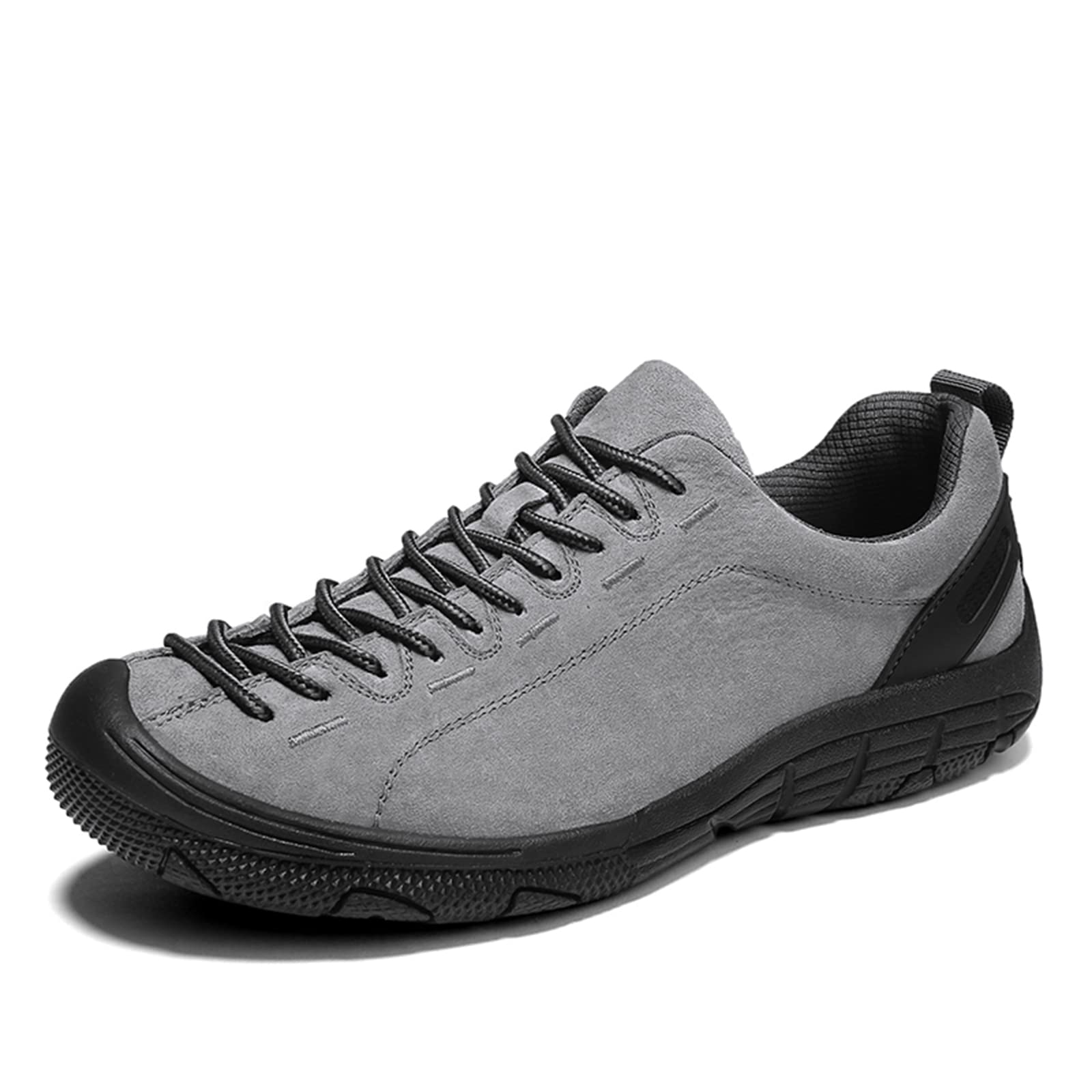 Abborora Mens Waterproof Anti-Slip Hiking Shoes Handmade Leather Casual Shoes Fashion Sneakers for Men (Gray,12)