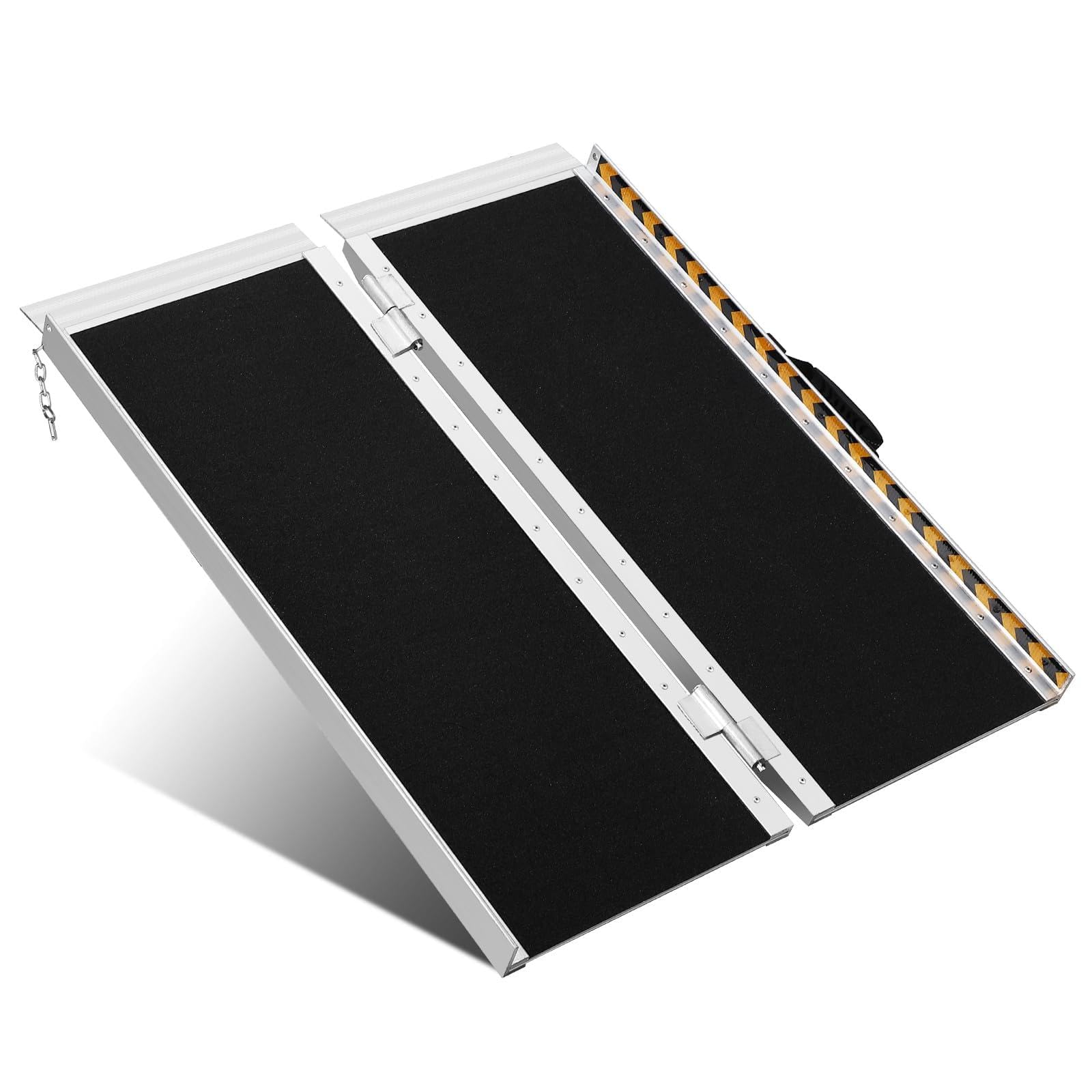 Rampa De Aluminio Resistente para Silla De Ruedas con Asa: Antideslizante, Portátil y Plegable para El Umbral De La Casa, Escalones, Puertas, Scooters y Bordillos. Capacidad De 362 kg.