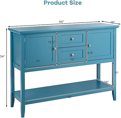 Miniatura 3 de PETSITE Aparador de buffet con almacenamiento, cajones y estante abierto, mesa consola de madera para cocina, sala de estar, pasillo