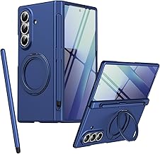 Mag-Safe Magnetic Case for Samsung Z Fold7, Foldable and Rotatable Stand, Front Screen Protector, Case for Samsung Galaxy Z Fold7 with Stylus Pen - Blue