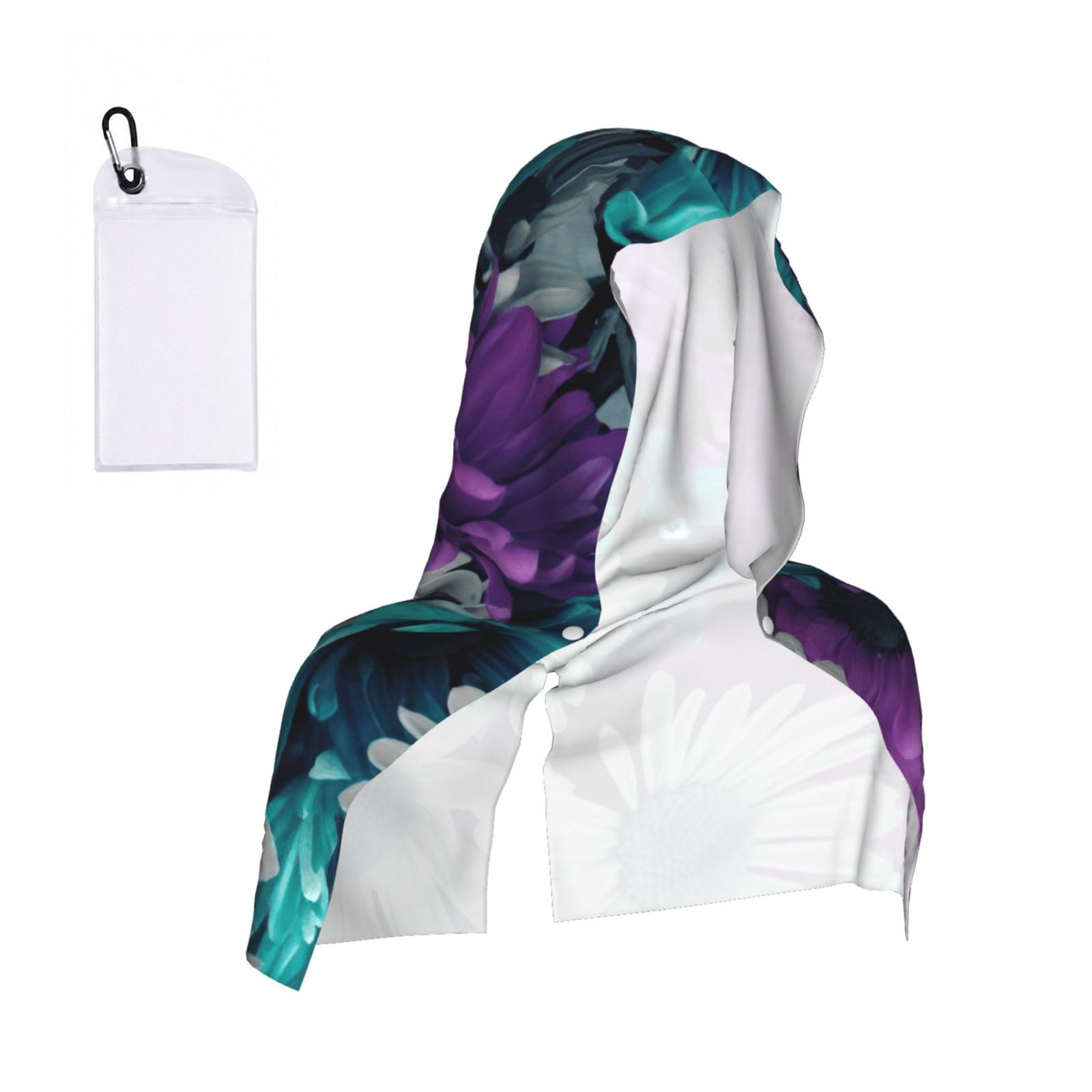 ZYJHYY Purple And Teal Flowers Print Unisex Swimming Towel Practical Camping Towel Skin-Friendly Cooling Towel For Workout Training