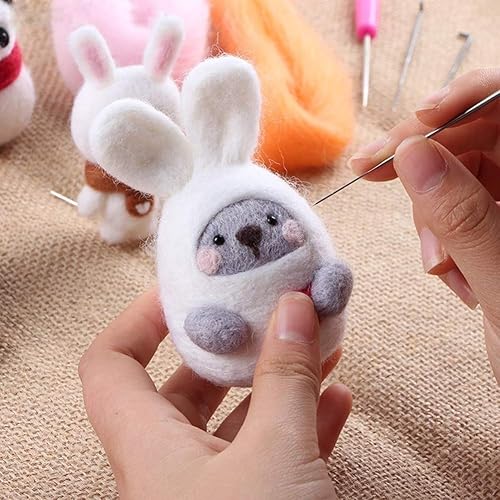 Miniatura 7 de 2 piezas de lana a granel – Hilo grueso de lana súper de 8.82 onzas, parte superior de lana para fieltro de aguja, suministros de lana de fieltro