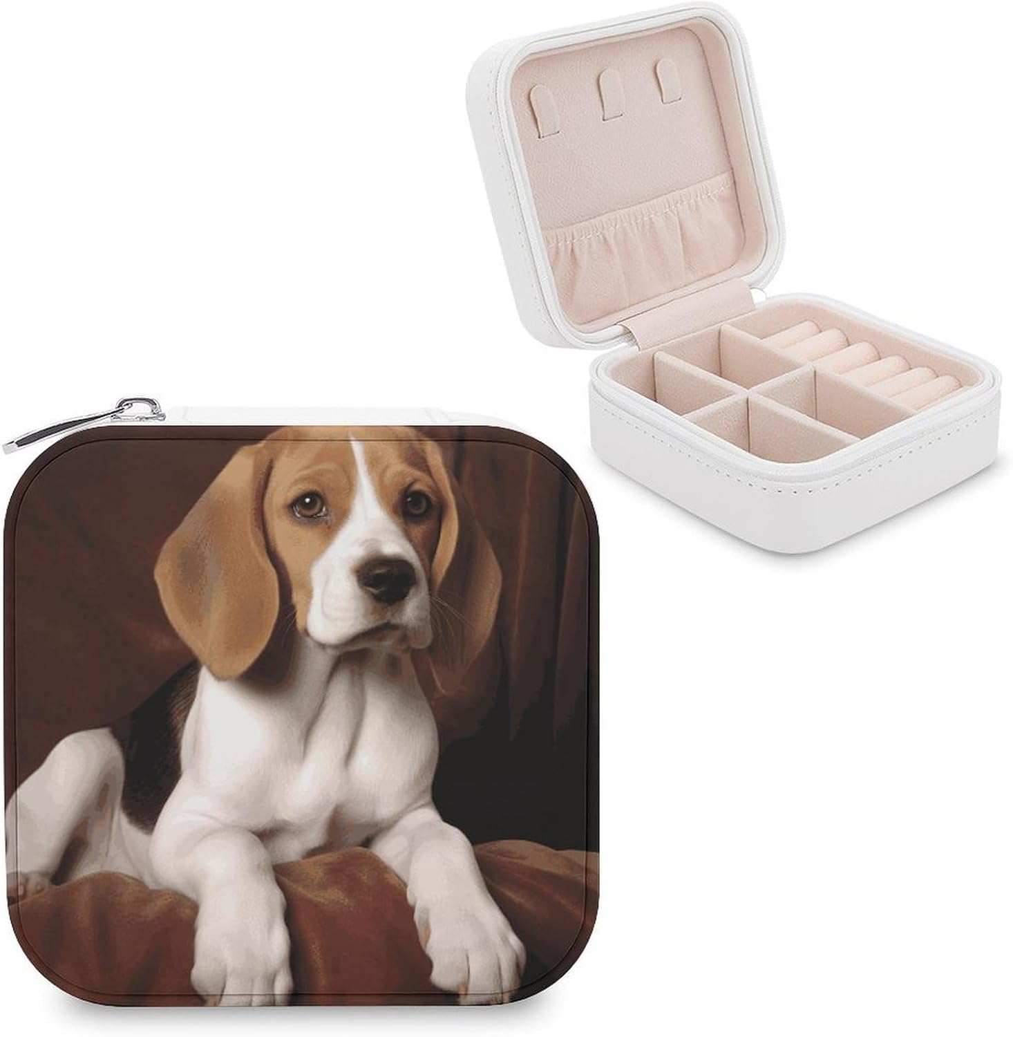 Ovely Pet Dog Beagle Travel Jewelry Case Jewelry Box Organizer