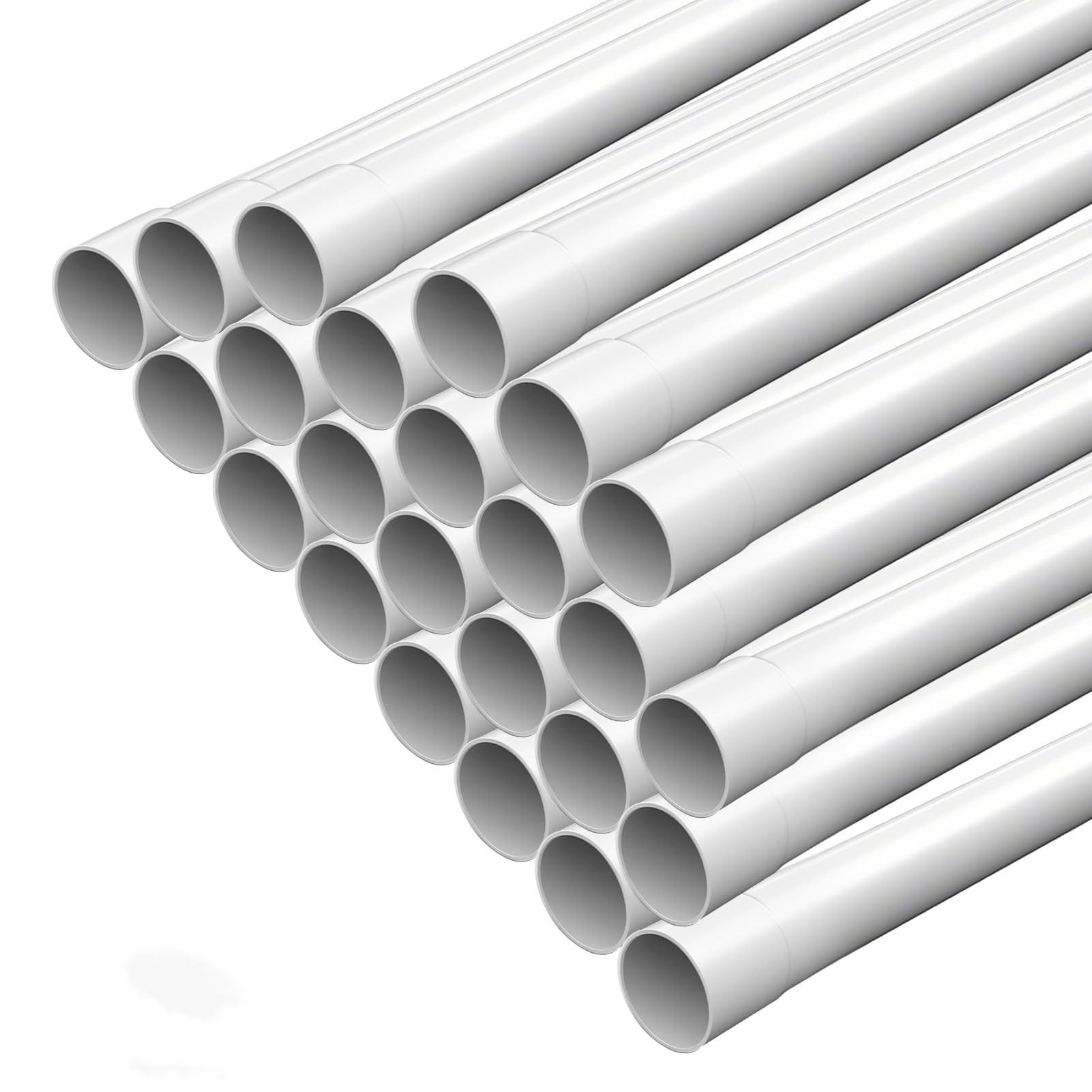 Goulotte de câble - 24 m - Avec 50 colliers de serrage - Diamètre : 20 mm - Pour câble électrique - M20 - En PVC - Pour montage en saillie - Blanc