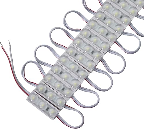 Rextin 200 unidades de mini 3 luces LED para escaparate módulo de luces de escaparate color blanco superbrillante 2835 SMD resistente al agua para