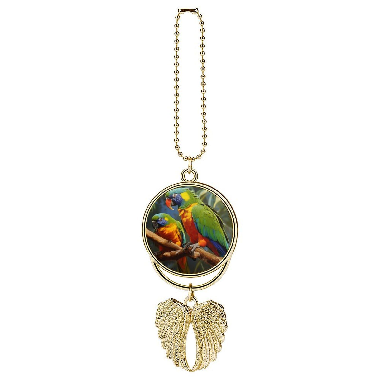 Bird Parrot Painting Car Charm Alloy Car Rear View Mirrors Hanging Ornaments Stylish Car Pendant Funny Auto Hanging Accessories Car Hanging Ornaments Gift for Women Men