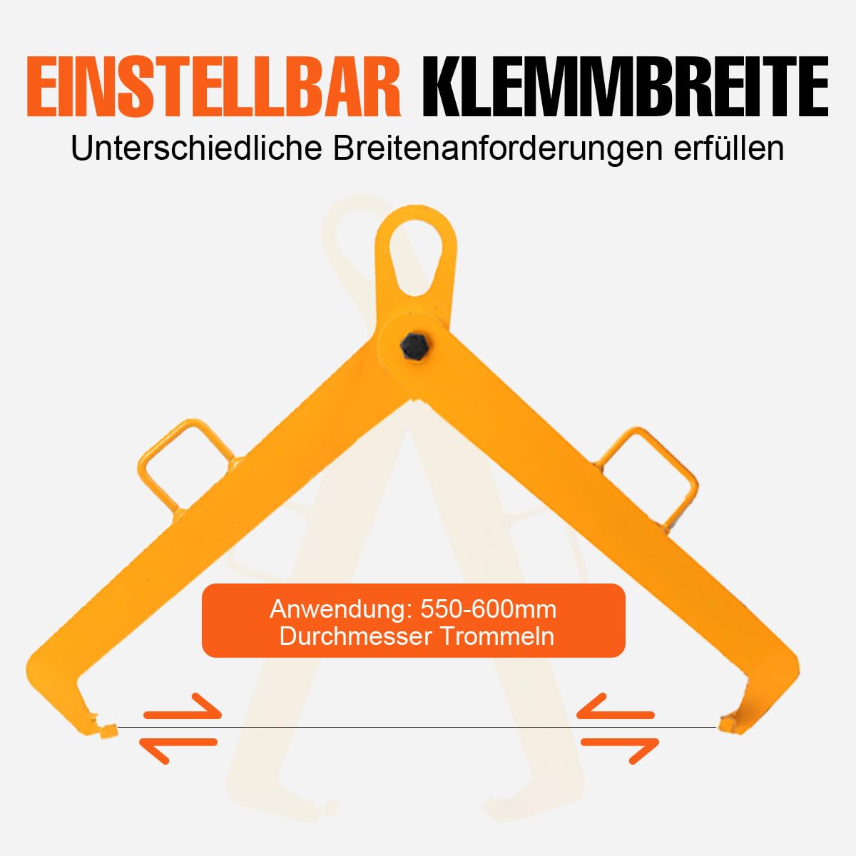 Fasskralle Kran Ölfass Hebezange Ölfass-Hebeklemme Fassheber Faßkralle Fassgreifer Fasswender Legierter Stahl Fasshebekralle Greifarm Heber Kralle vertikal 600kg Gelb