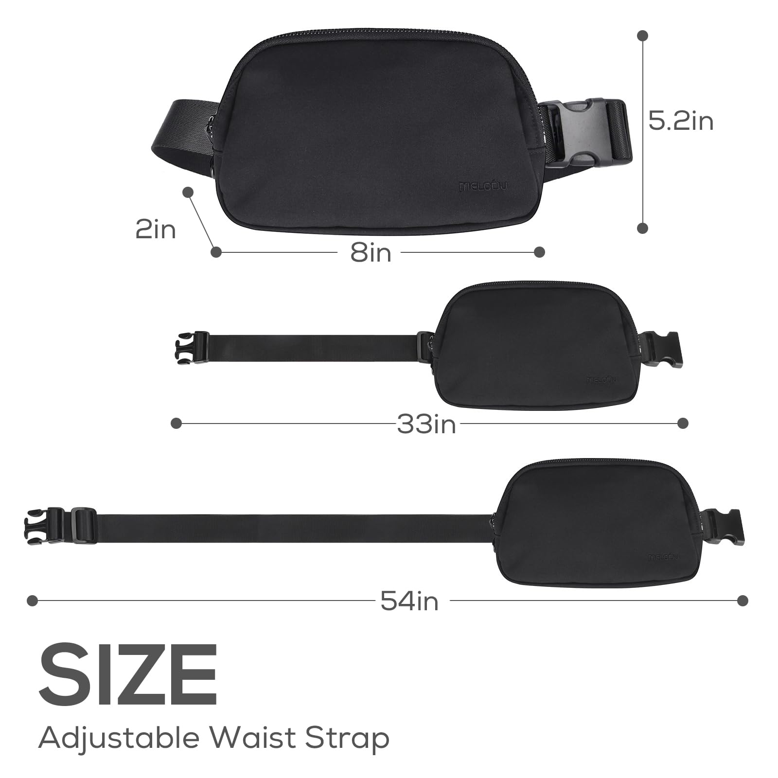 Cangurera negra antirrobo para mujeres de viaje, pequeña riñonera para hombre, con correa ajustable y bolsillo trasero, resistente al agua, elegante para adolescentes y niños, Negro -, S, Elegante