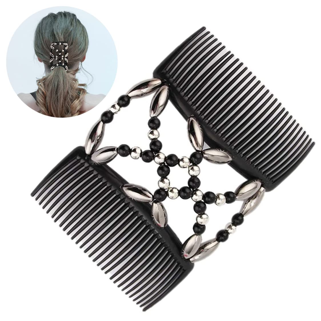 Clip per capelli in perline, pettine per capelli doppi elastici, perle elastiche pettine per donne accessori per capelli per ragazze