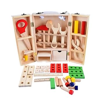 Sakuya Wooden Carpenter Tool Box Children Portable Educational Construction Toys for Kids