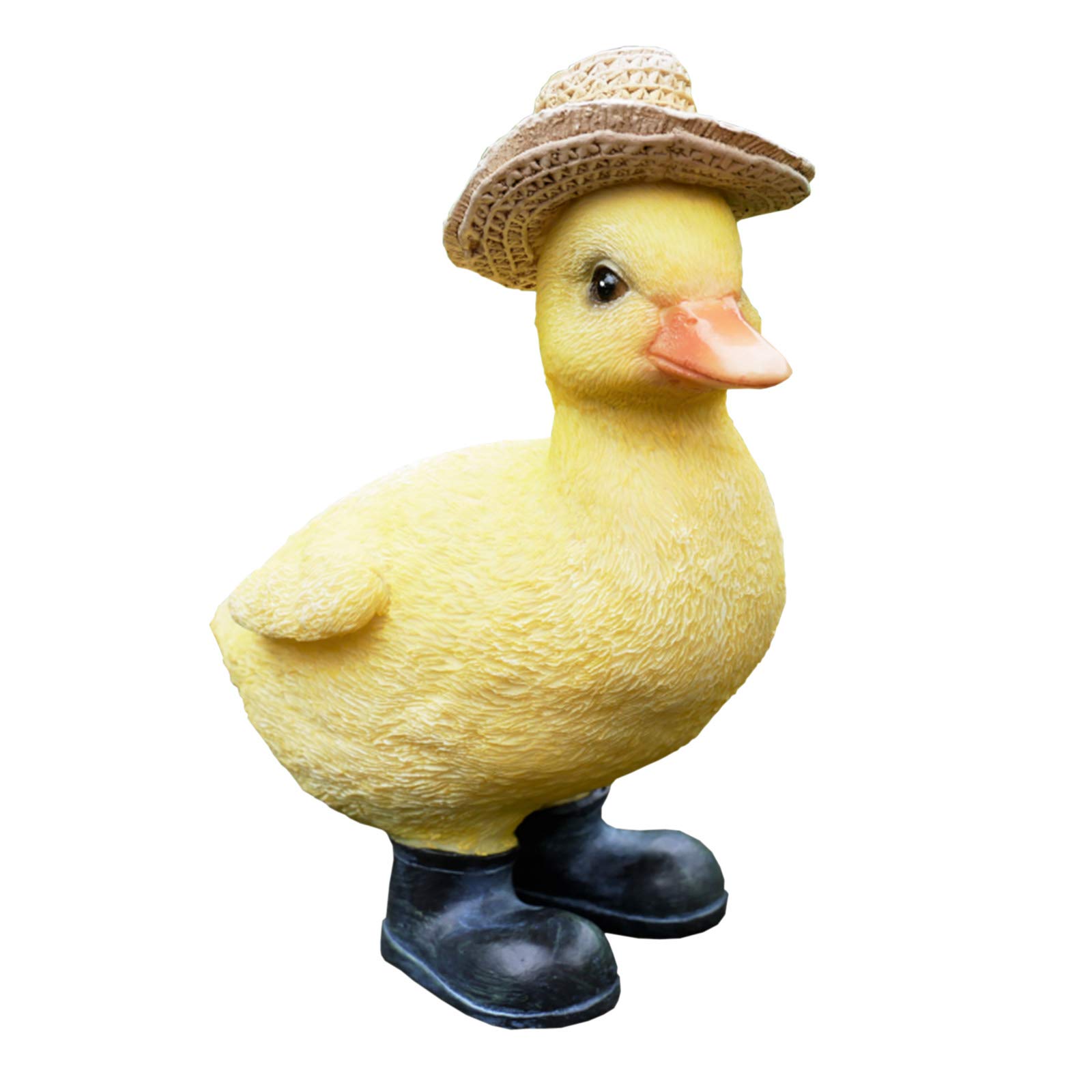 Prodbuy Home Cute Chick In Hat & Black Boots Resin Ornament - Small Duck With Wellies Figurine