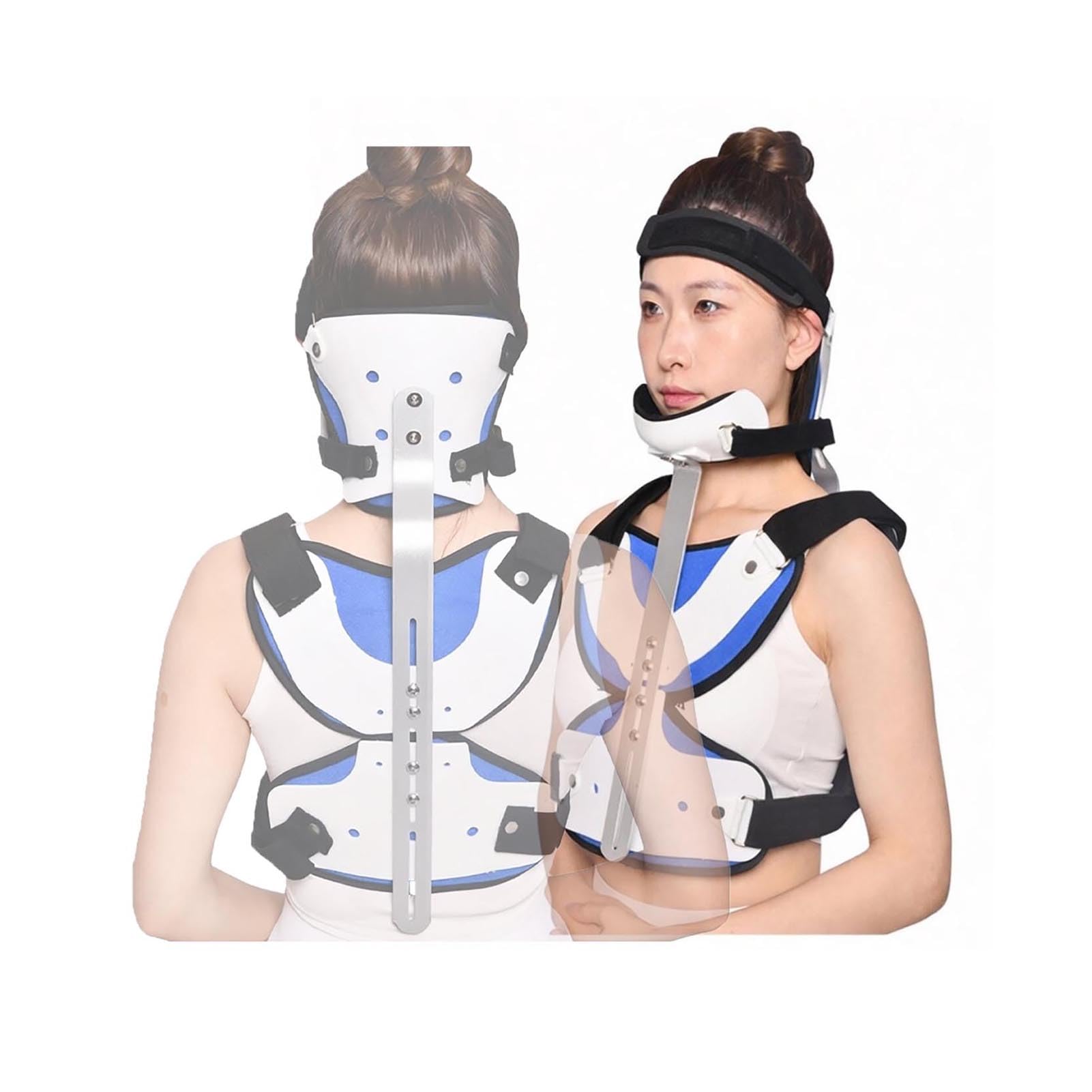 Corrector de Postura Ajustable Pecho y Espalda, fijación de fracturas y rehabilitación de vértebras cervicales, Soporte Cervical torácico con halo, para Diferentes Alturas