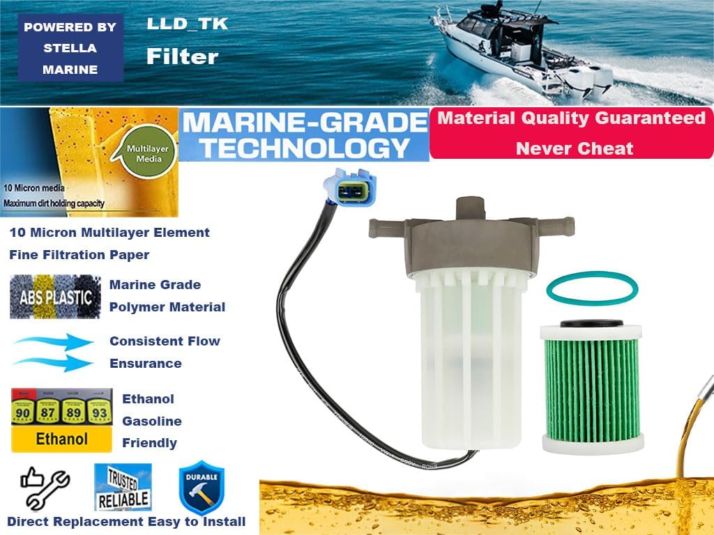 Fuel Filter Compatible with Yamaha Outboard F150 F175 F200 F225 F250 F300 F350 LF150 LF200 LF225 LF250 6P3-24560-03-00 6P3-24560-10-00 6P3-24560-11-00 6P3-24560-23-00 6P3-24560-00-00