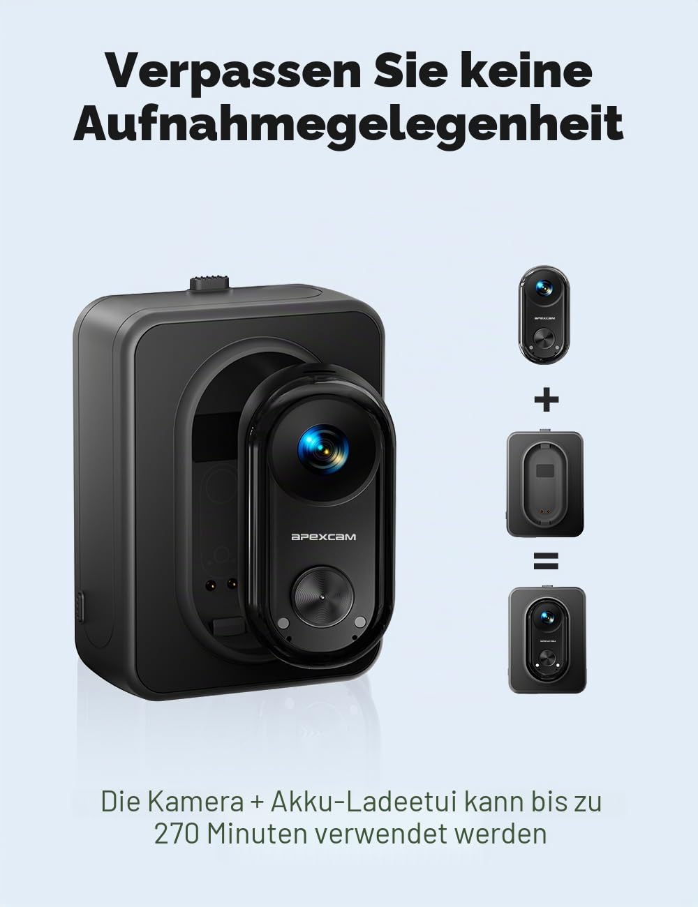 Apexcam K70 mit 64G Karte 4K mini Action cam POV Camera EIS Bildstabilisierung WLAN bodycam 30m wasserdichte Unterwasserkamera mit aufladbarem Action-Pod, Vlogging Camera für Radfahren, Reisen