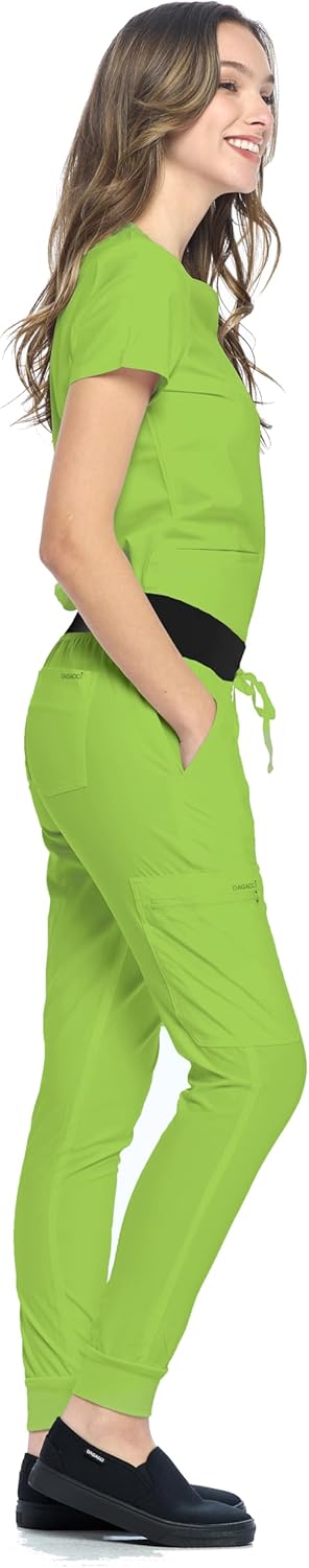 Dagacci Medical Uniform® Jogger Scrubs for Women Set – V-Neck Scrub Top & Elastic Jogger Scrub Pants for Women 8 Pockets - Image 4