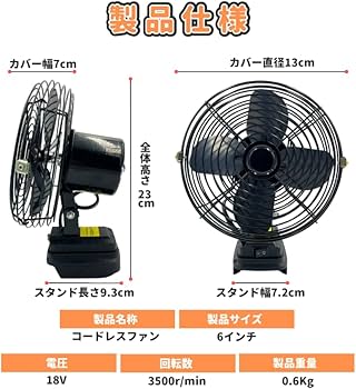 Amazon | マキタ互換品 充電式 扇風機 卓上 ファン 静音 小型